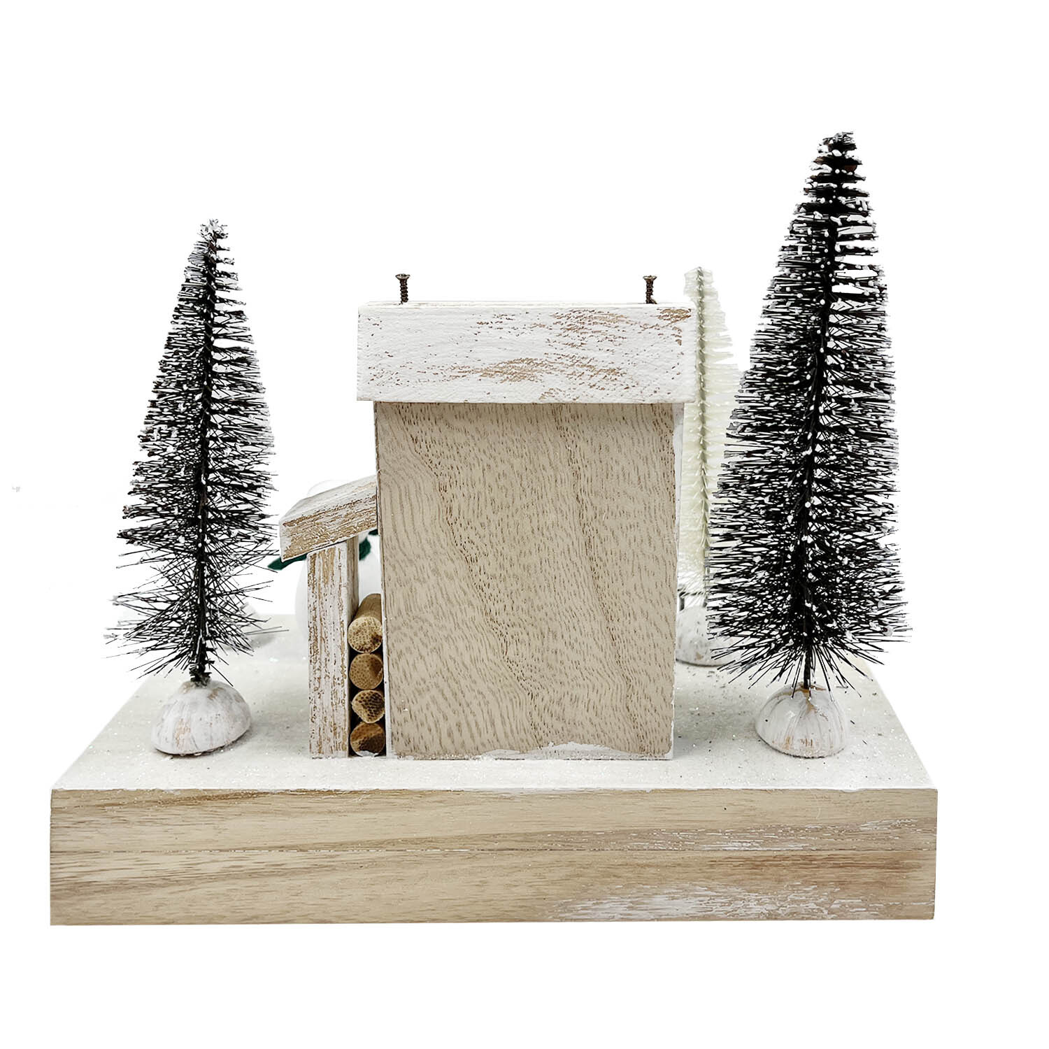 Wooden Snowman House Scene White Image 3