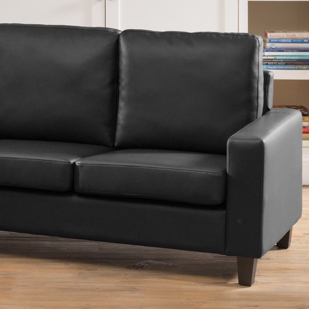 Modena 3 Seater Black Bonded Leather Reversible Corner Sofa Image 3