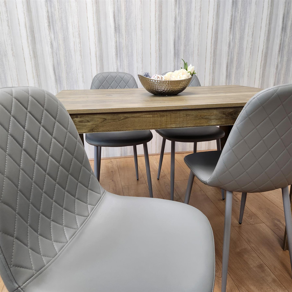 Kosy Koala 4 Seater Faux Leather Gem Pattern Dining Set Rustic Effect and Grey Image 2