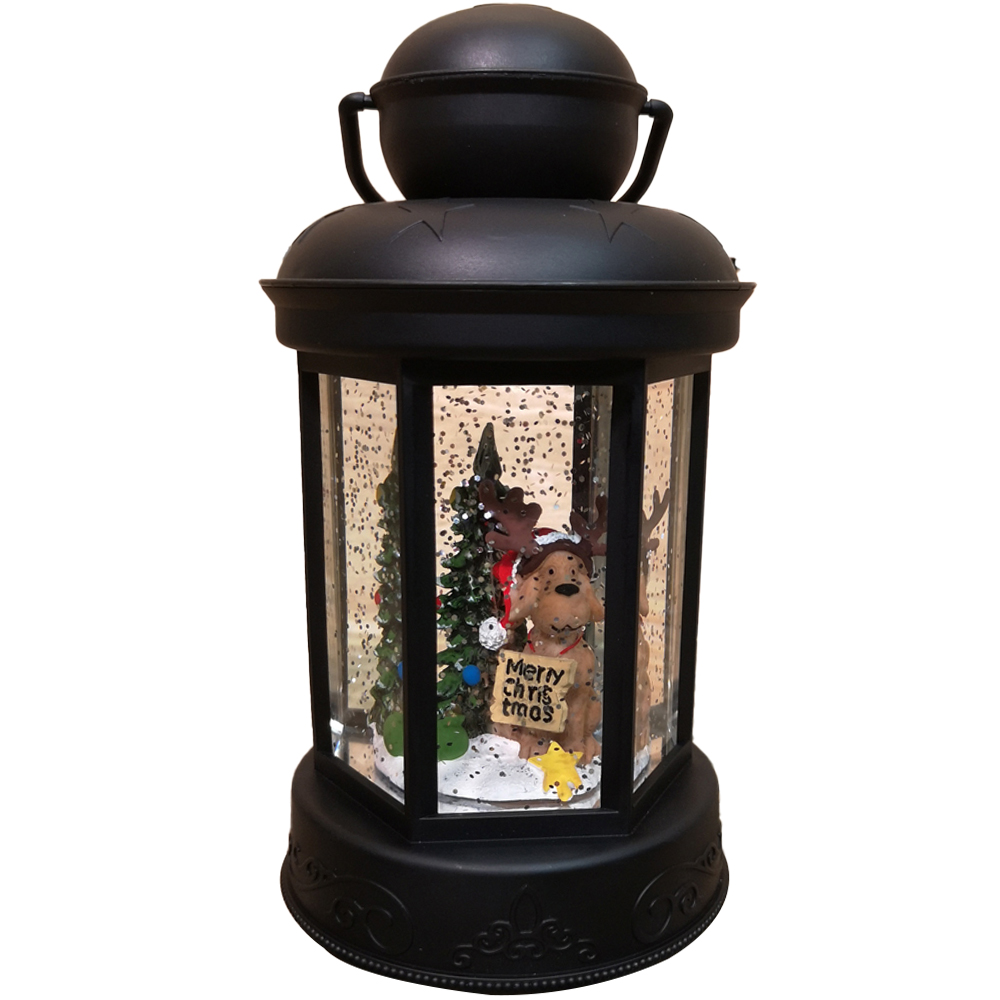 Samuel Alexander Black Dog and Tree Scene Water Spinner Lantern 18cm Image 1