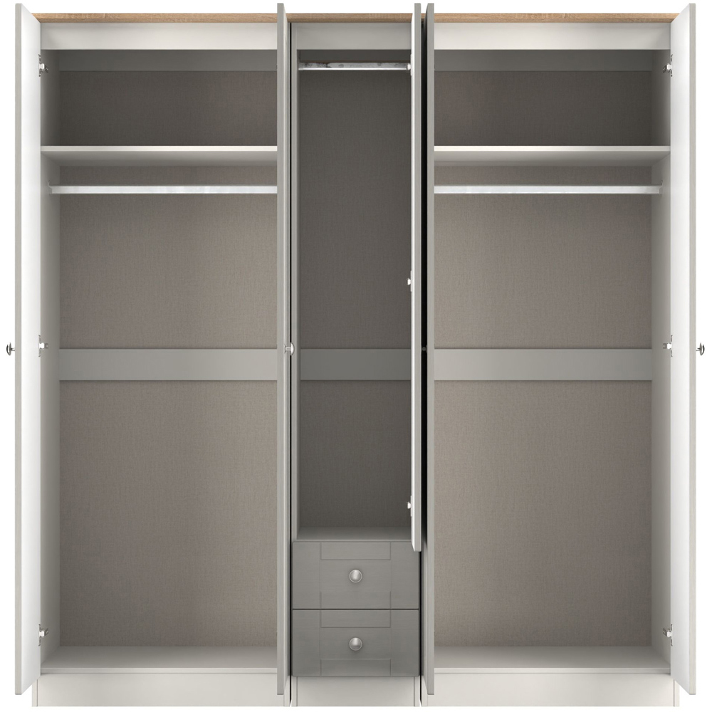 Crowndale Sussex 5 Door 2 Drawer Grey Ash and Bardolino Oak Tall Mirror Wardrobe Ready Assembled Image 6