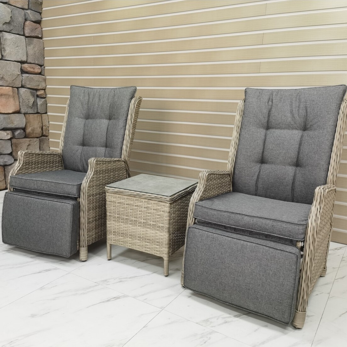 Malay Deluxe Cambridge Wicker 2 Seater Bistro Set Grey Image 1