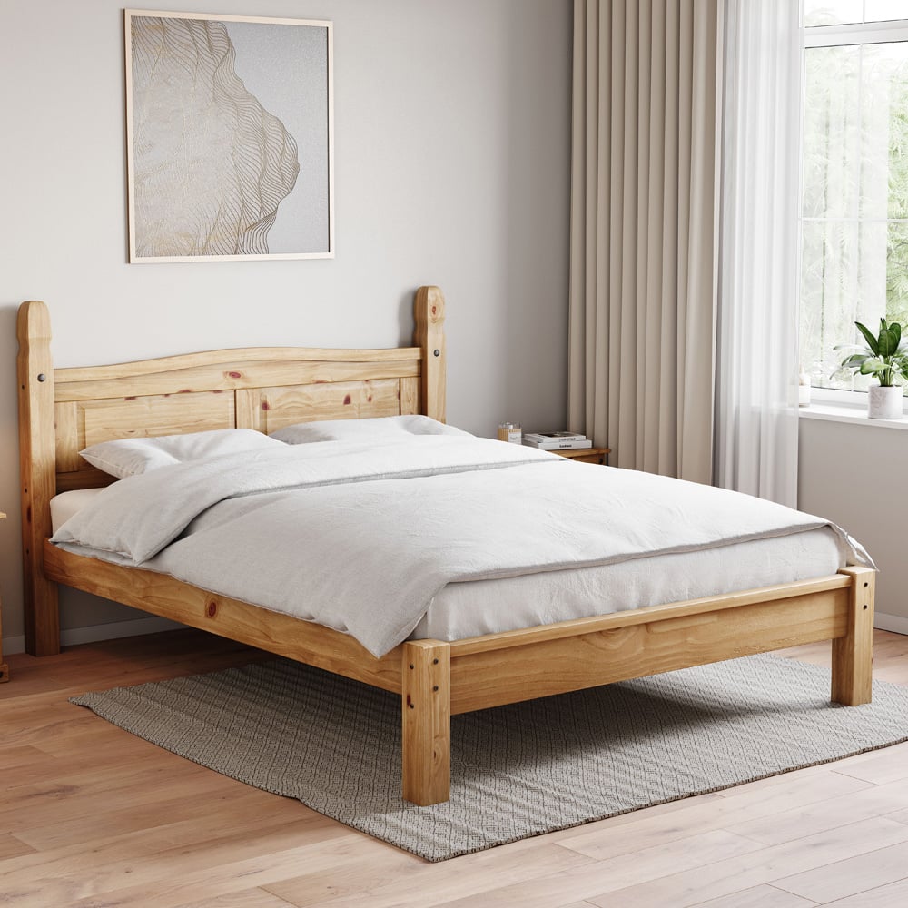 Vida Designs Corona Double Pine Low Foot Wooden Bed Frame Image 1