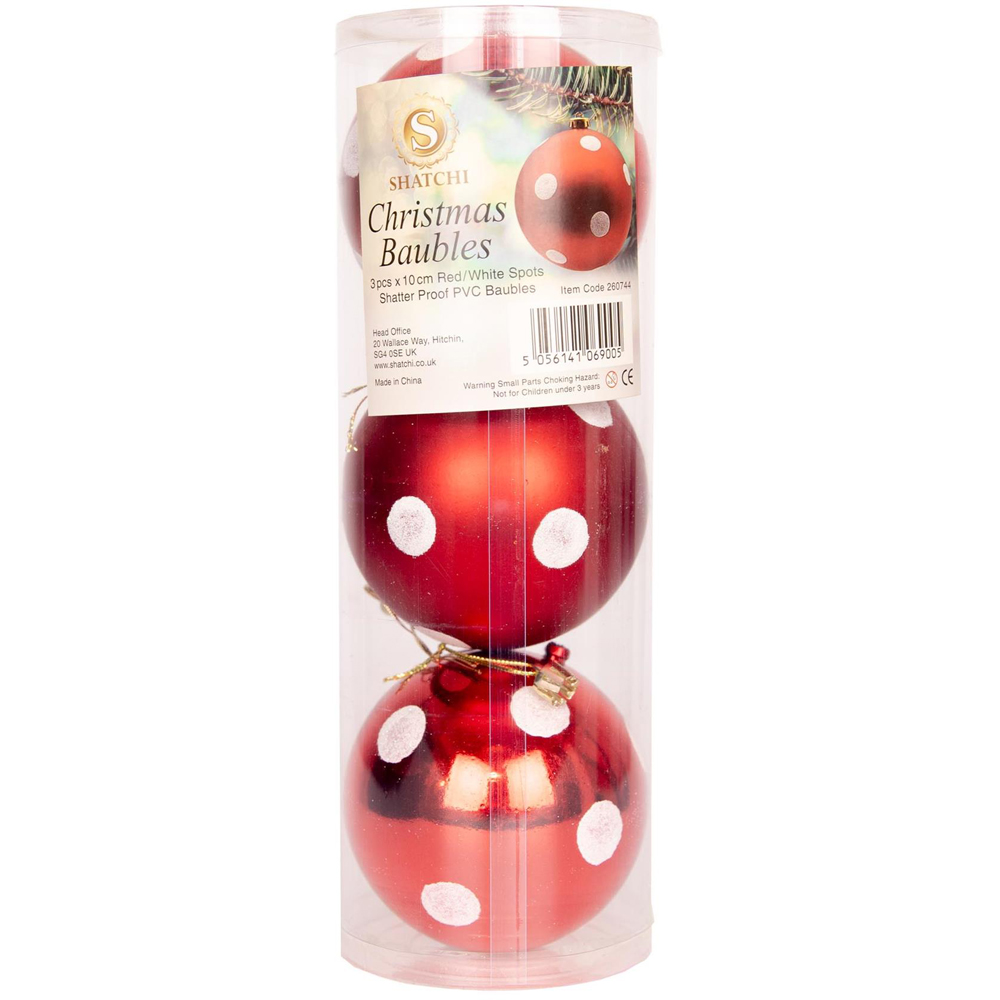 Shatchi 10cm Red and White Luxury Bauble 6 Pack Image 3