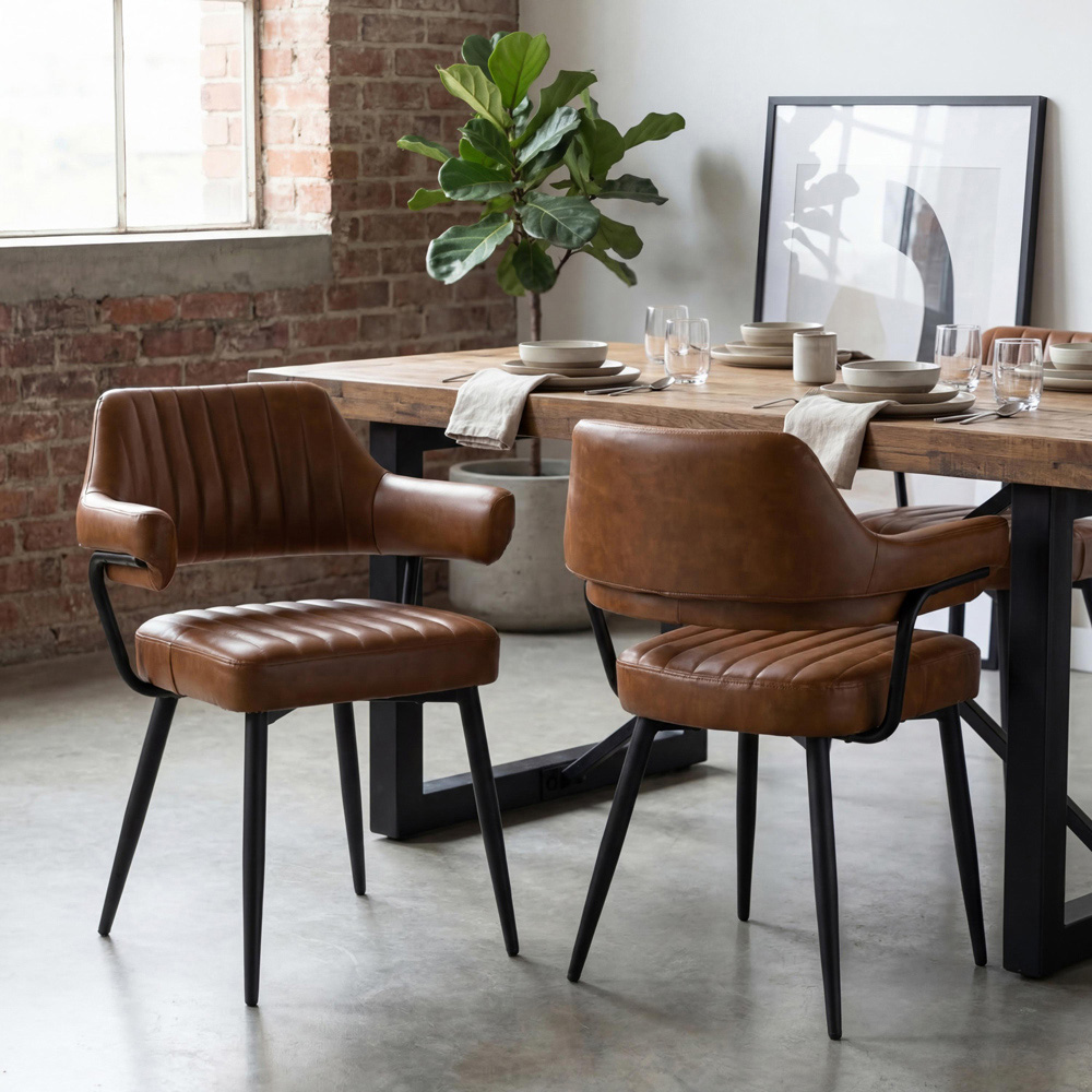 Portland Axton Tan Faux Leather Dining Chair Image 7