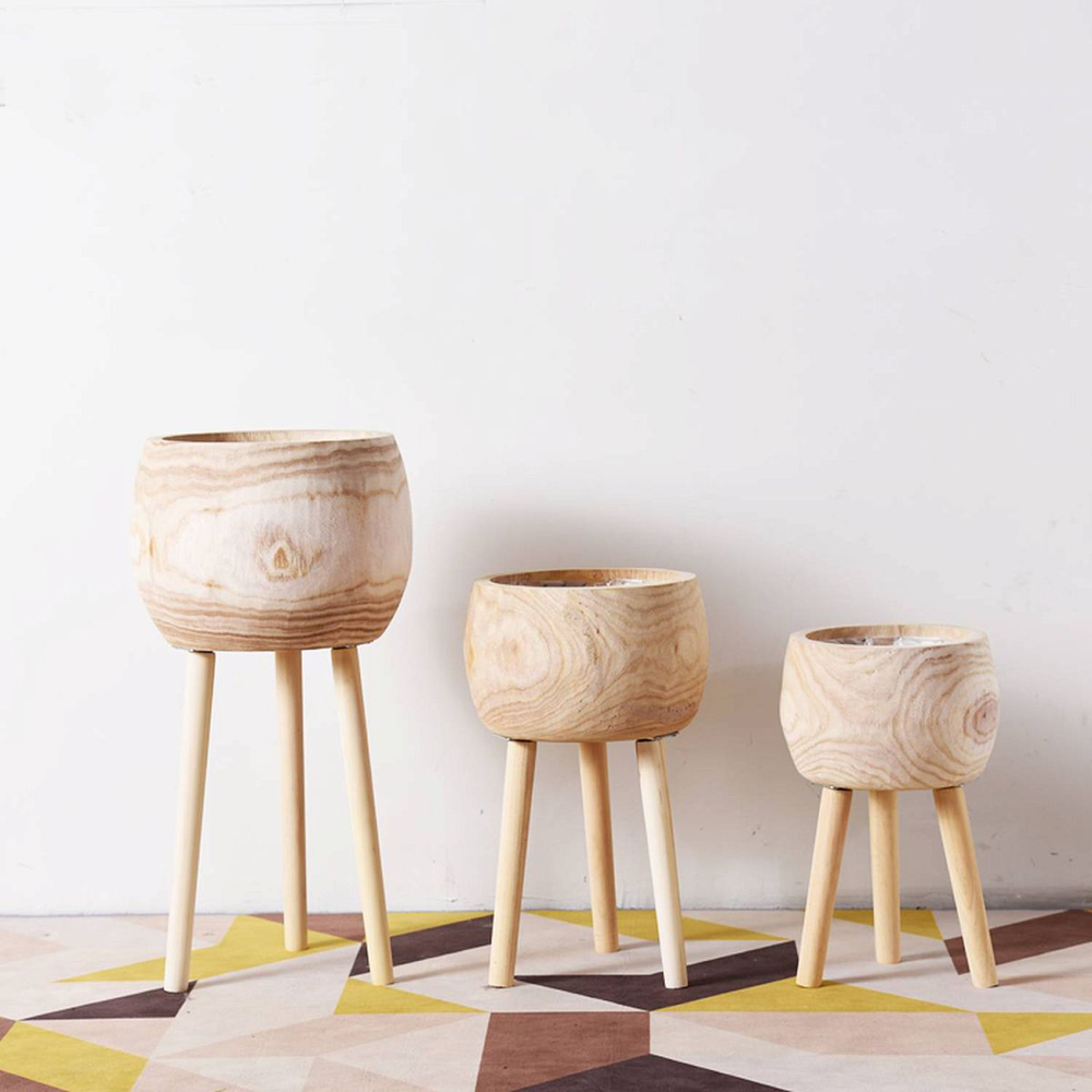 Lechuza Hortico Brown Wooden Planter with Legs 59cm Image 8