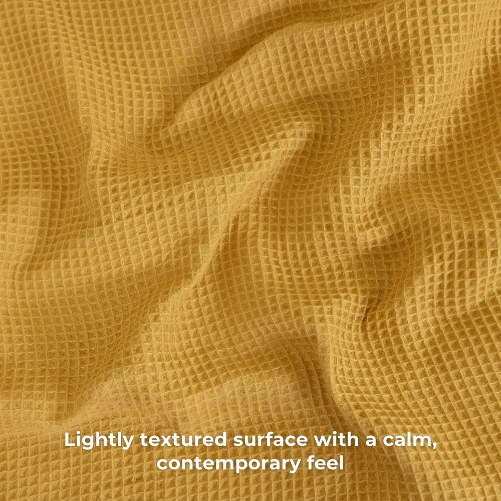 MHG Living King Size Mustard Chunky Waffle Duvet Cover Set Image 5