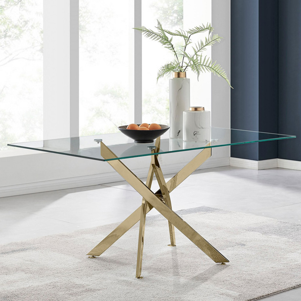 Furniturebox Tavolo Solara 6 Seater Dining Set White and Gold Image 2