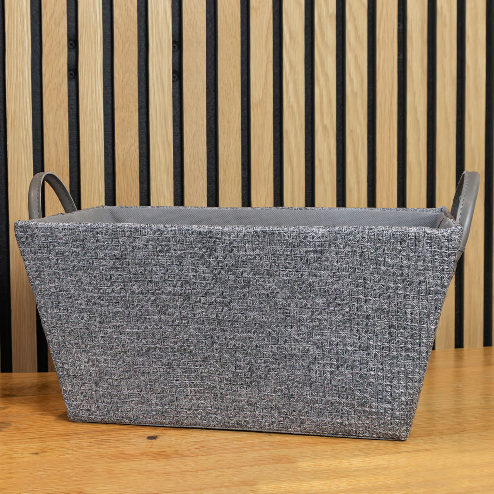 JVL Chroma Grey Rectangular Storage Basket with Handles Image 2