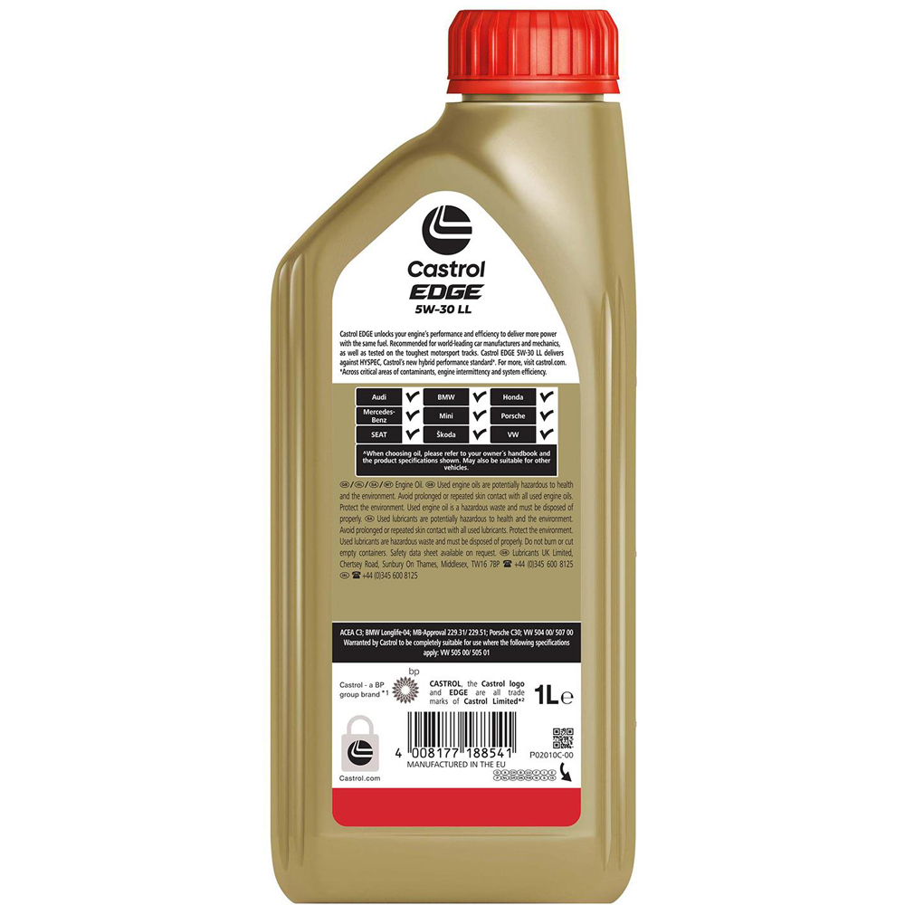 Castrol EDGE 1L 5W-30 LL Fully Synthetic Car Oil Image 3