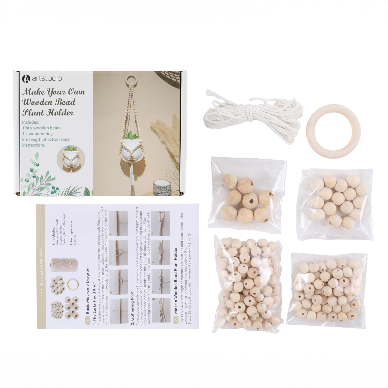 Make Your Own Wooden Beaded Plant Holder - Natural Image 3