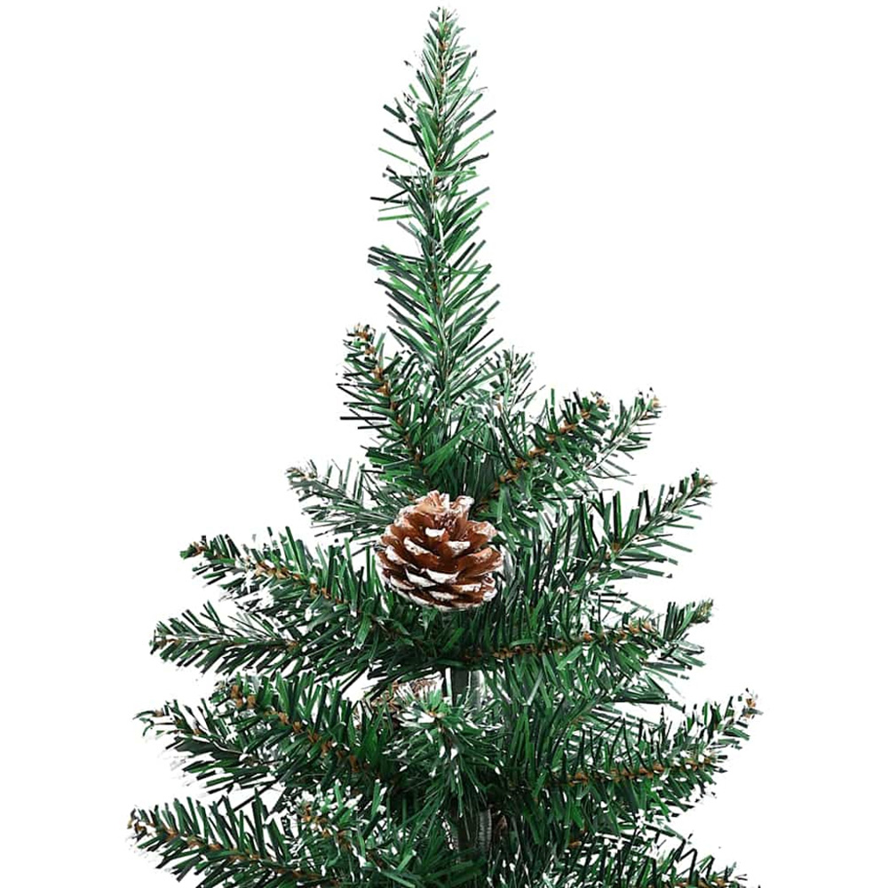 vidaXL Green Snow Flocked Artificial Christmas Tree with Pinecones LEDs Pink Ornaments 6ft Image 6
