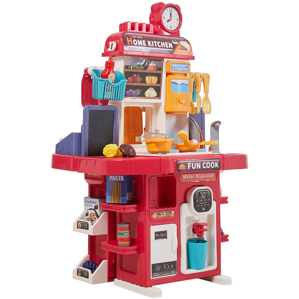 H&O Direct 2-in-1 Kids Red Kitchen Supermarket Pretend Playset Image 1