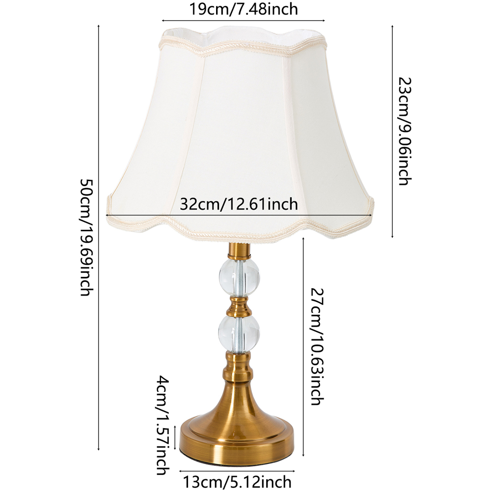 Living and Home Gold and White Fabric Table Lamp Image 8