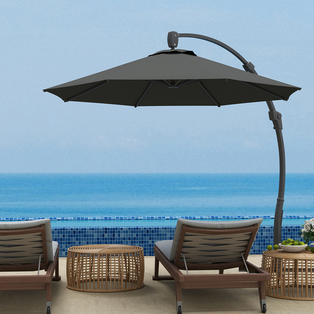 Outsunny Grey Crank and Tilt Cantilever Parasol 3m Image 2