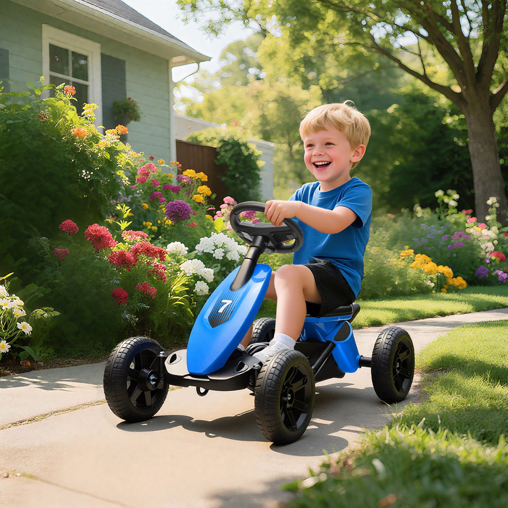 Tommy Toys Kids Pedal Go Kart with Silent EVA Wheels Blue Image 2
