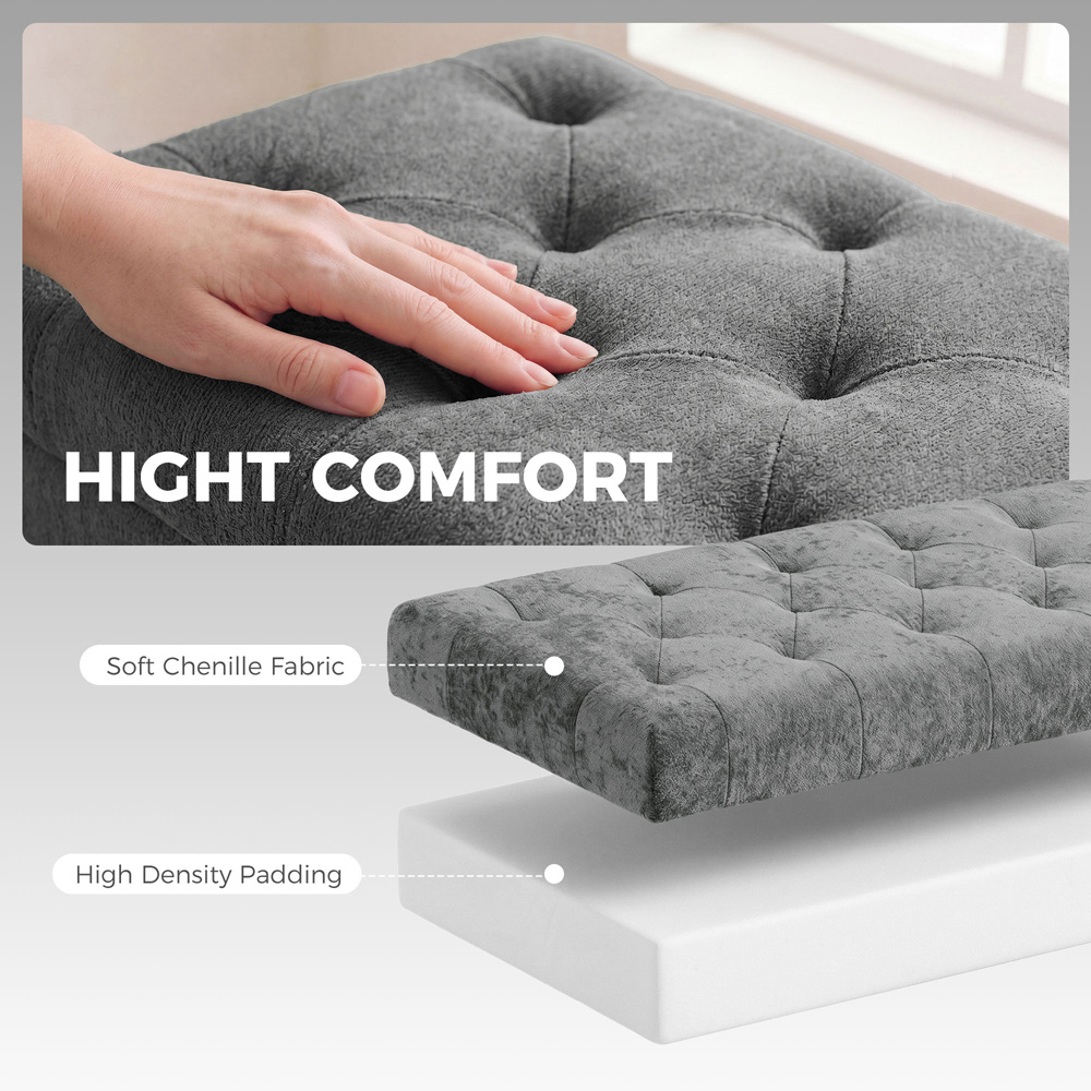HOMCOM Grey Chenille Ottoman Storage Box Image 6