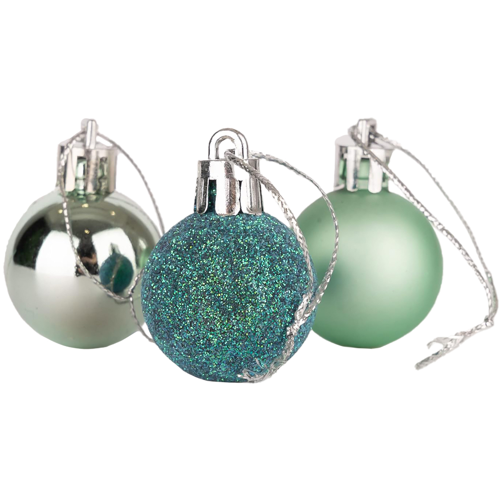 Shatchi 3cm Turquoise Shatterproof Christmas Baubles 12 Pack Image 2