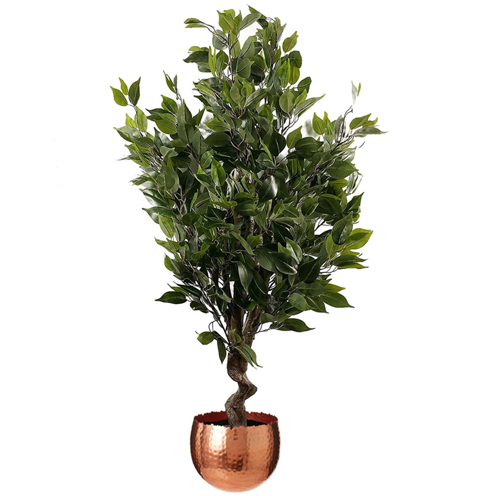 Leaf Evergreen Twist Ficus Artificial Plant in Copper Curve Planter 110cm Image 1