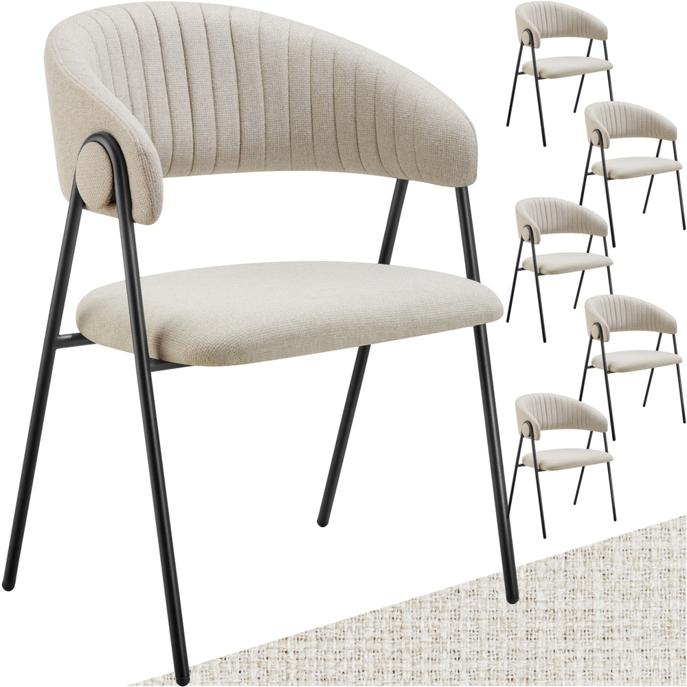 tectake Bedano Set of 6 Greige Dining Chair Image 2