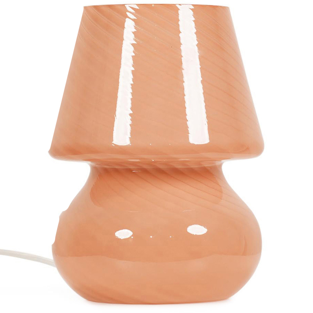 ValueLights Beau Peach Swirl Glass LED Table Lamp Image 1