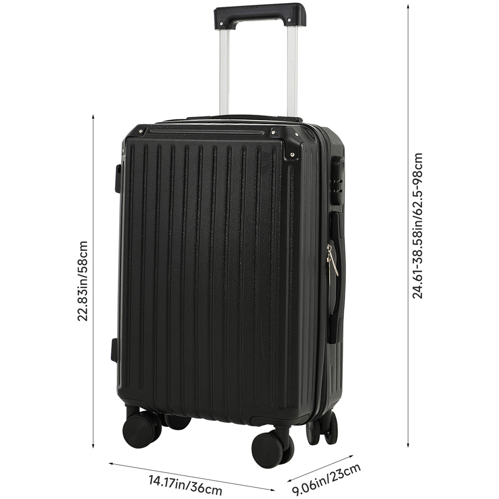 H&O Direct Black ABS Hard Shell Suitcase with USB Port and Cup Holder 20 inch Image 6