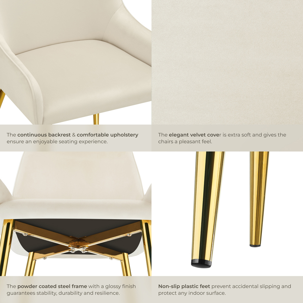 tectake Avane Set of 2 Beige Dining Chair Image 5