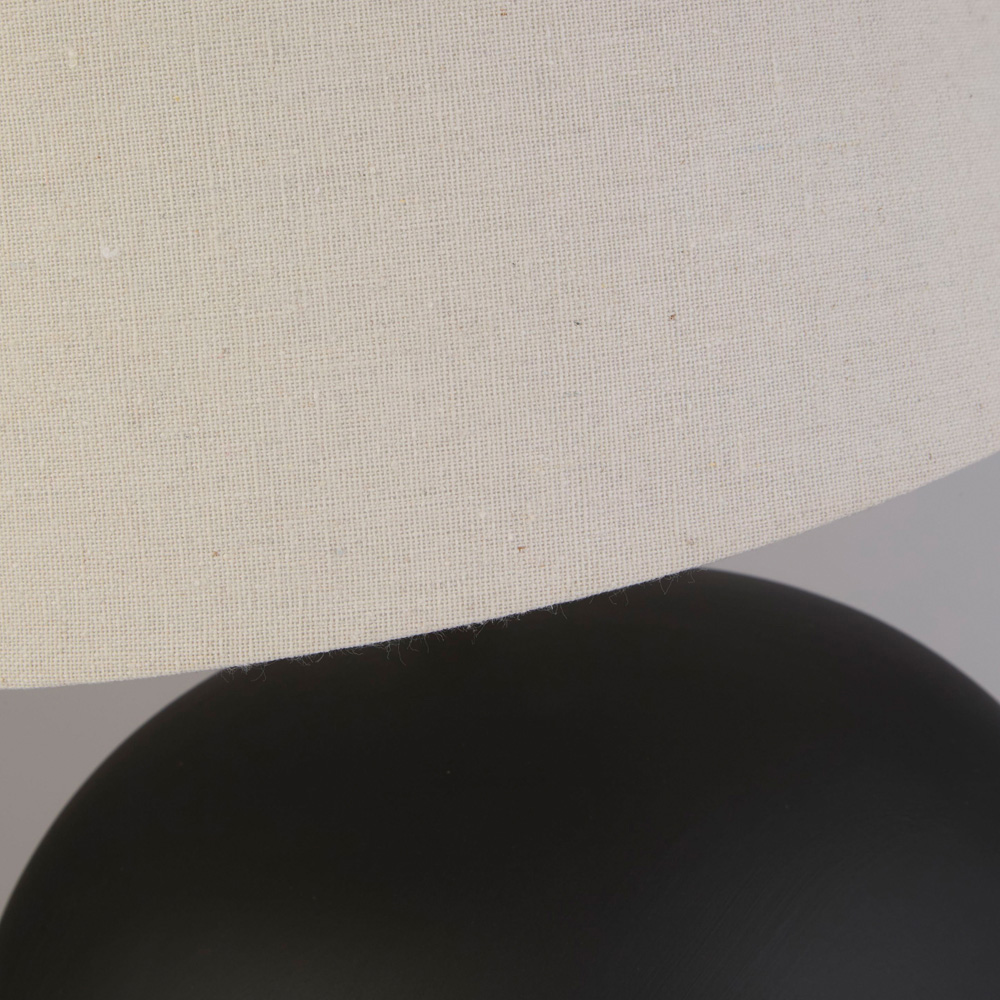 Lighting Collection Haskell Tapered Fabric Shade Black Ceramic Table Lamp Image 4