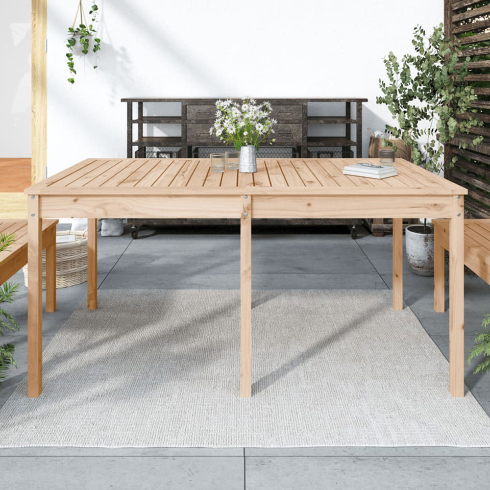 vidaXL 6 Seater Solid Wood Pine Garden Dining Table Natural Image 1