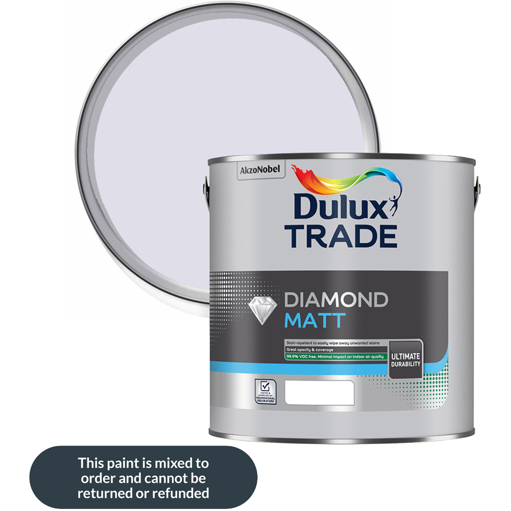 Dulux Trade Violet White Walls and Ceilings Diamond Matt Paint 5L Image 1