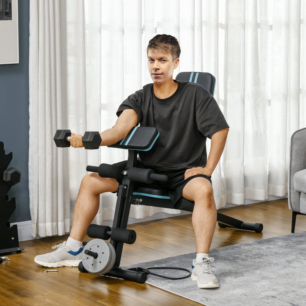 HOMCOM Blue Foldable and Adjustable Sit Up Weight Bench Image 2