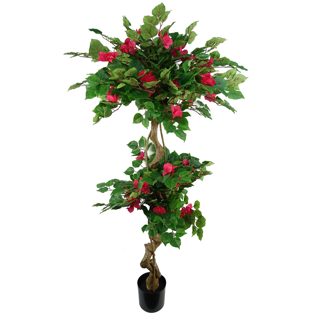Leaf Pink Flowers Japanese Silk Bougainvillaea Artificial Tree in Pot 5ft Image 1