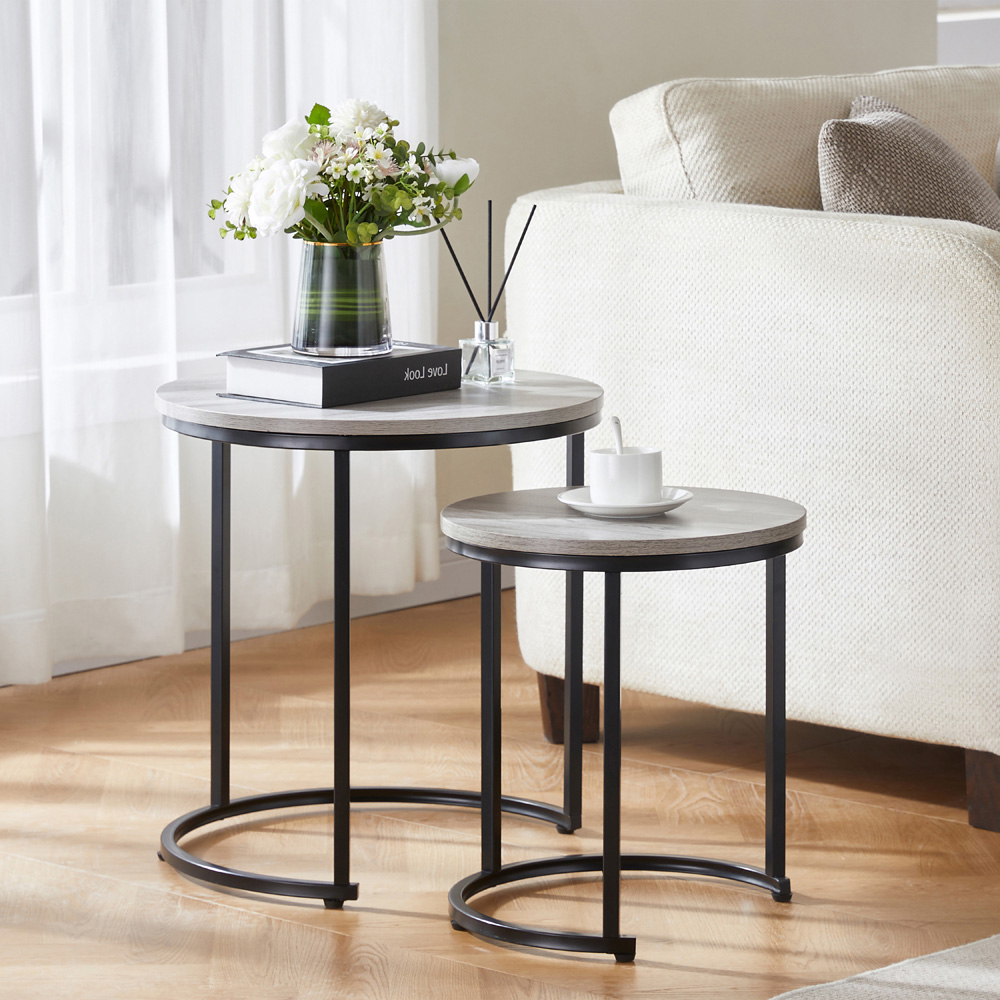 VIDA DESIGNS Brooklyn Grey Nest of Tables Set of 2 Image 3