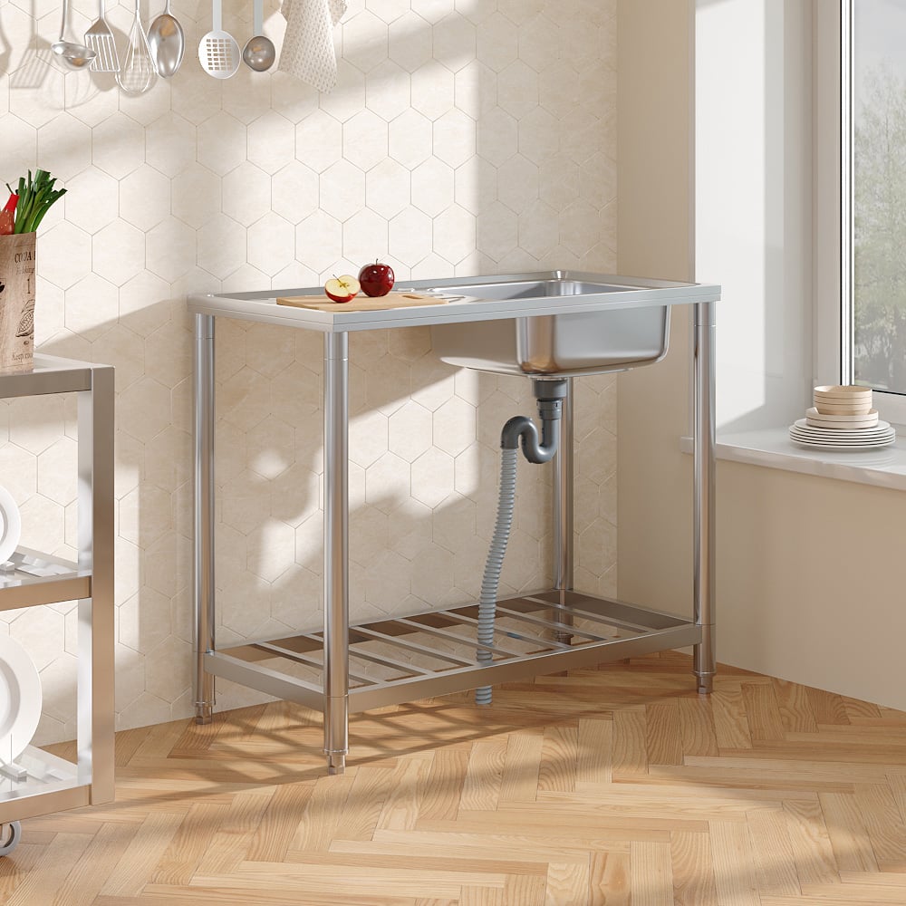 Living and Home 201 Stainless Steel Sink with Drainboard Image 8