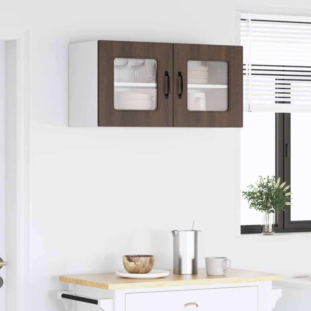 vidaXL Kalmar 2 Door Brown Oak Wall Kitchen Cabinet Image 9