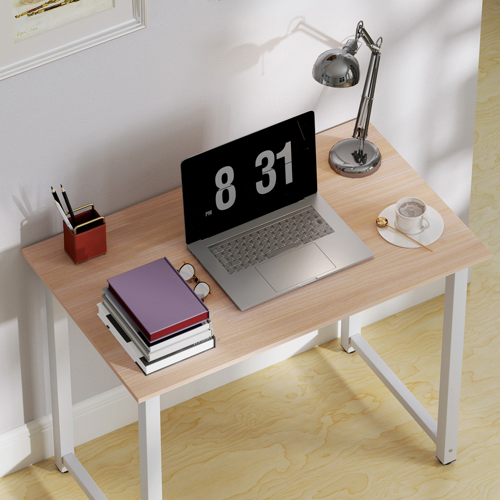HOMCOM Metal Frame Modern Computer Desk White Image 3