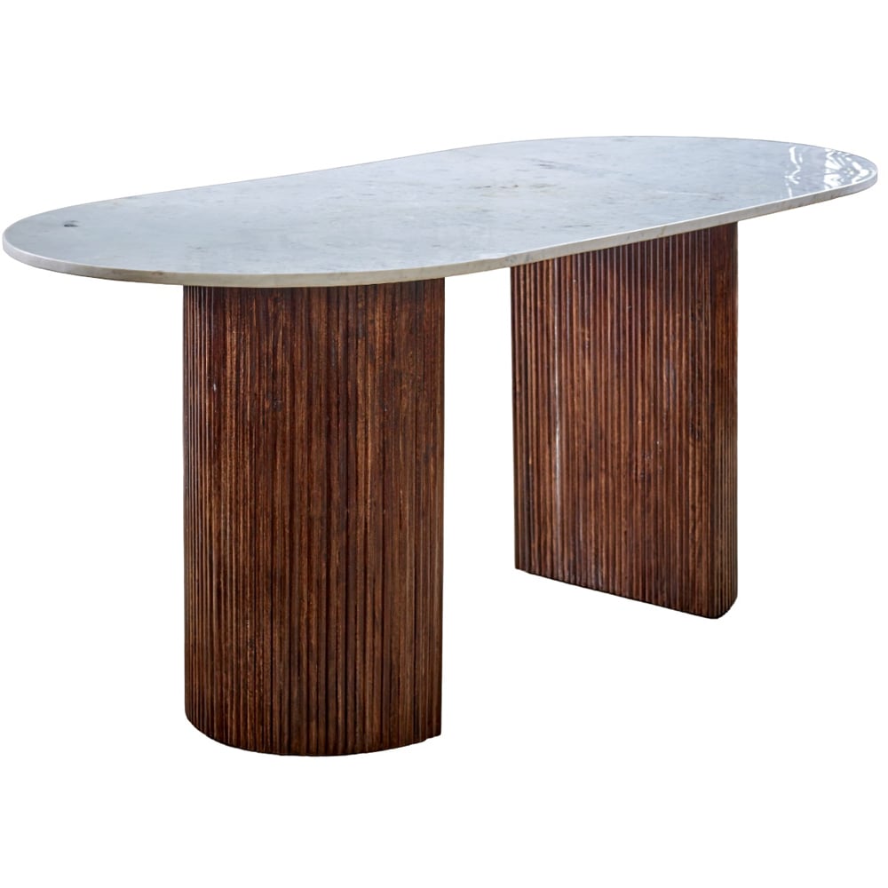 Brooklyn Opal 6 Seater Marble Top Mango Wood Dining Table Image 2