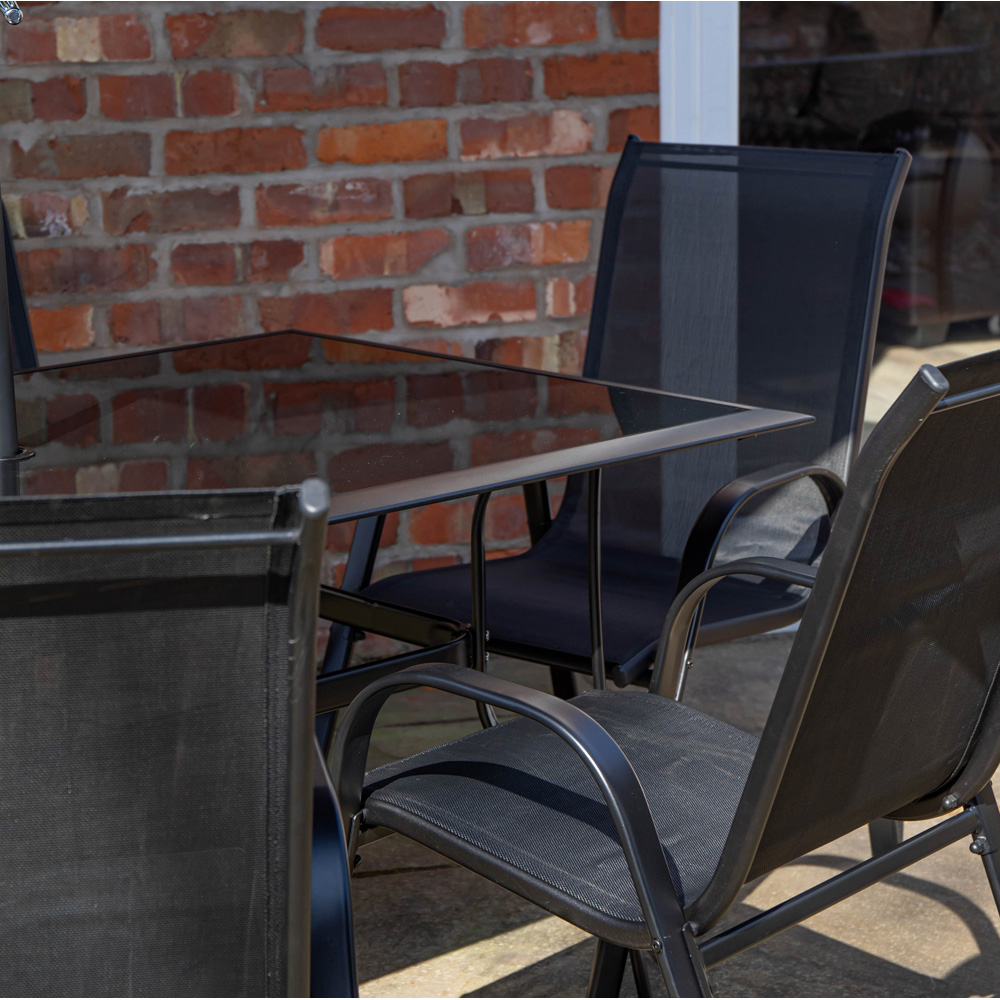 Samuel Alexander 4 Seater Glass Top Garden Dining Table with Grey Havana Parasol and Base 2.7m Image 4