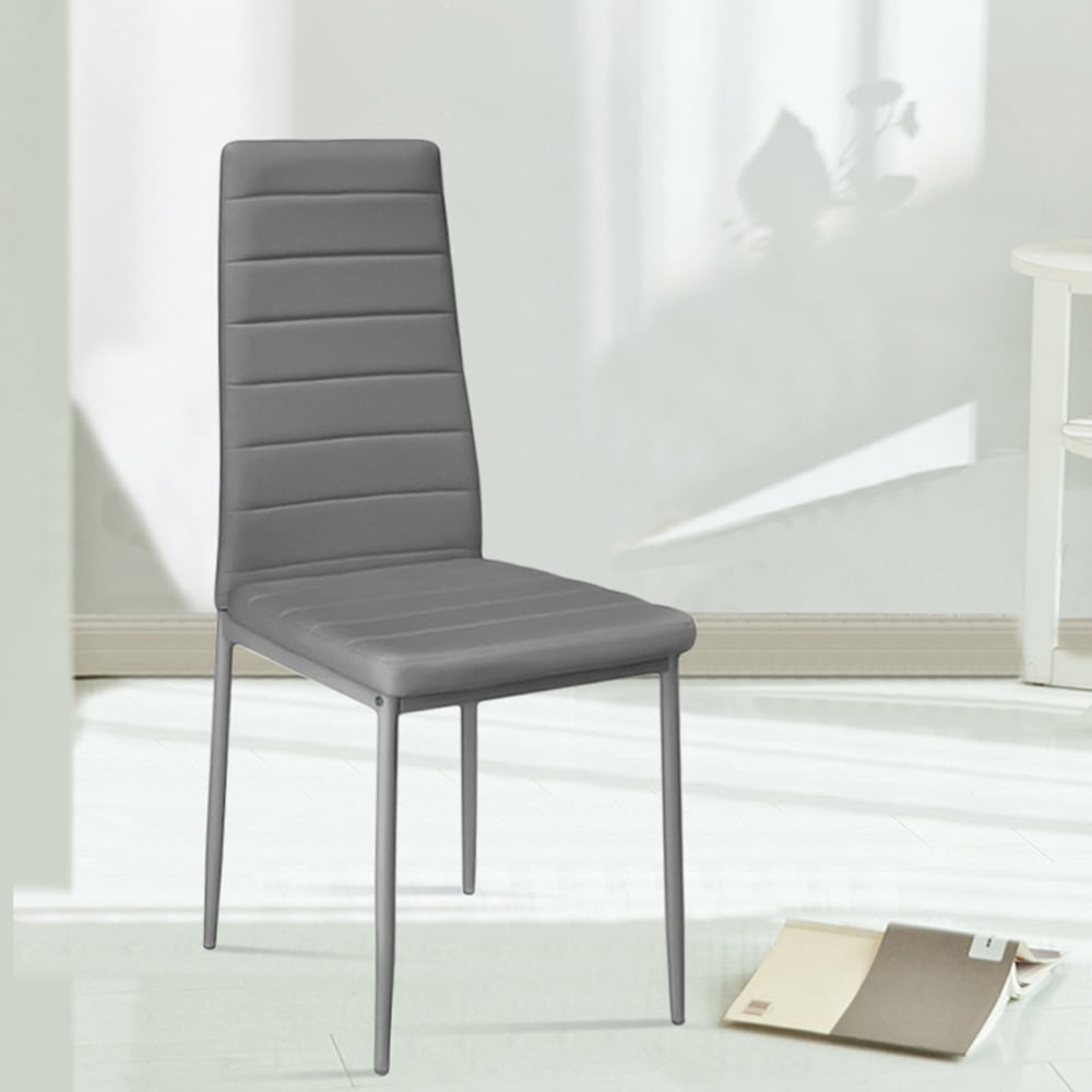 Living and Home Set of 4 Grey Faux Leather Dining Chair Image 8
