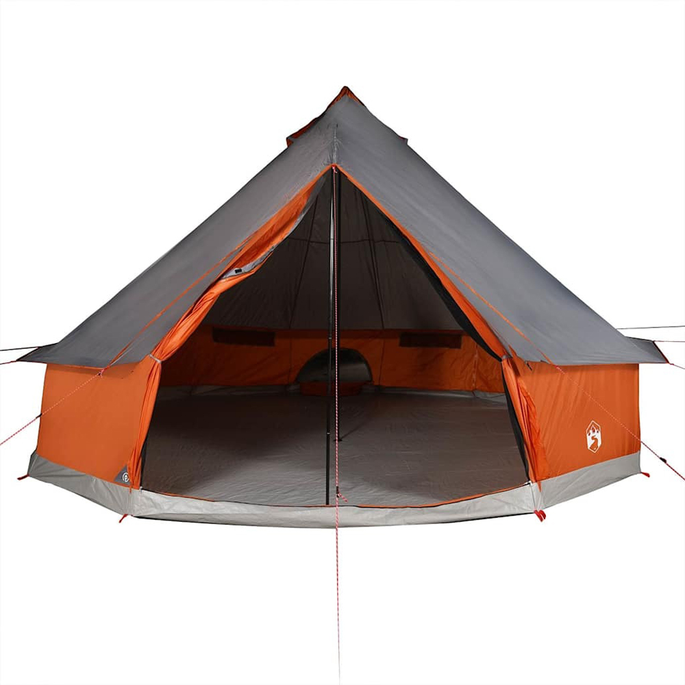 Walplus 6 Person Waterproof Tipi Family Tent Grey and Orange Image 3