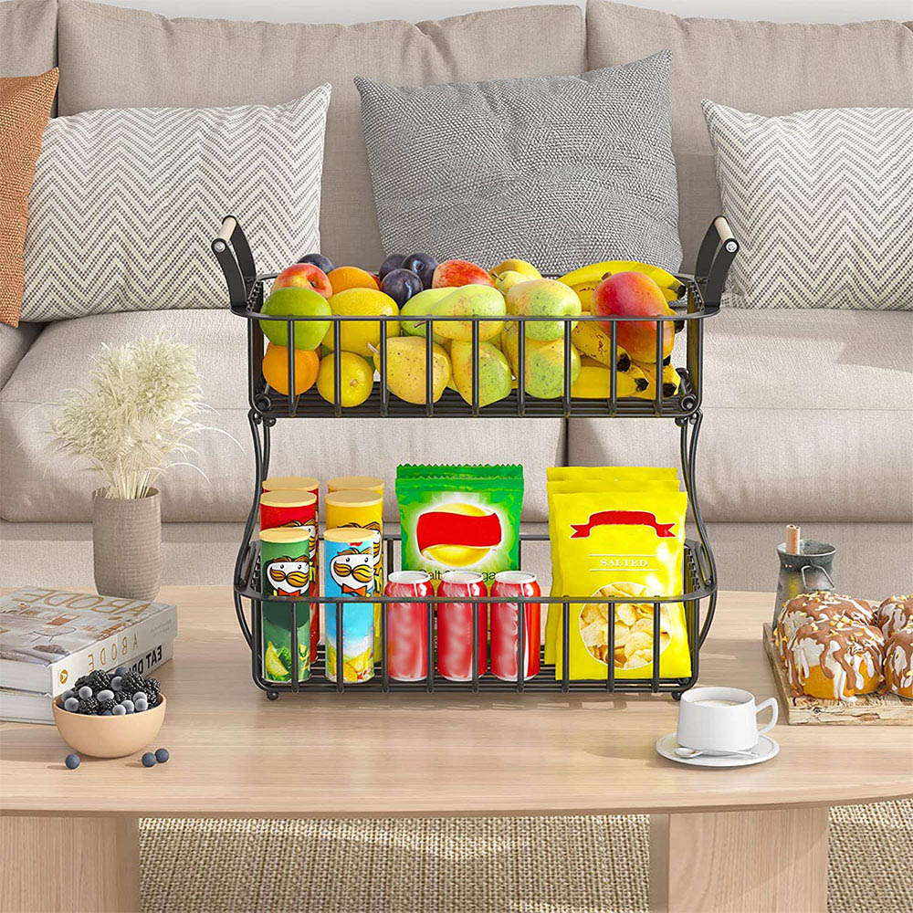 Living and Home 2 Tier Wire Fruit Basket Image 2