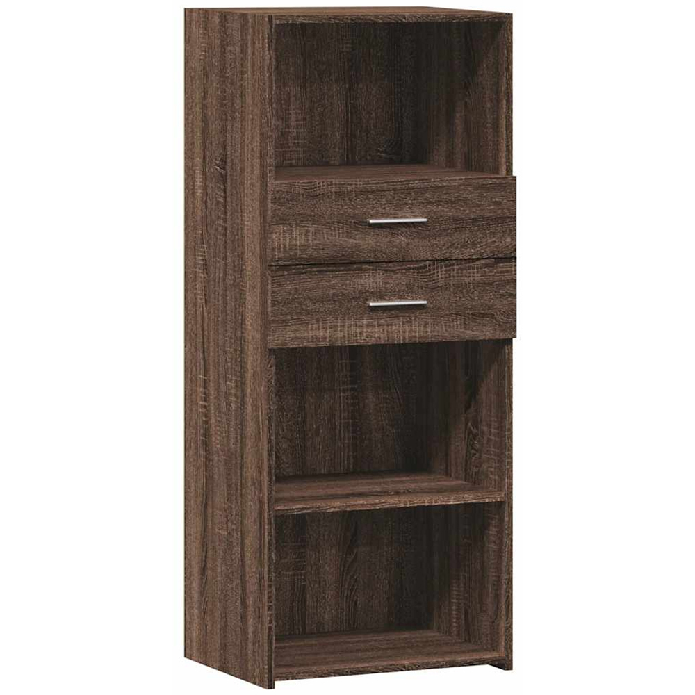 vidaXL 2 Drawer 3 Shelf Brown Oak Highboard Image 2