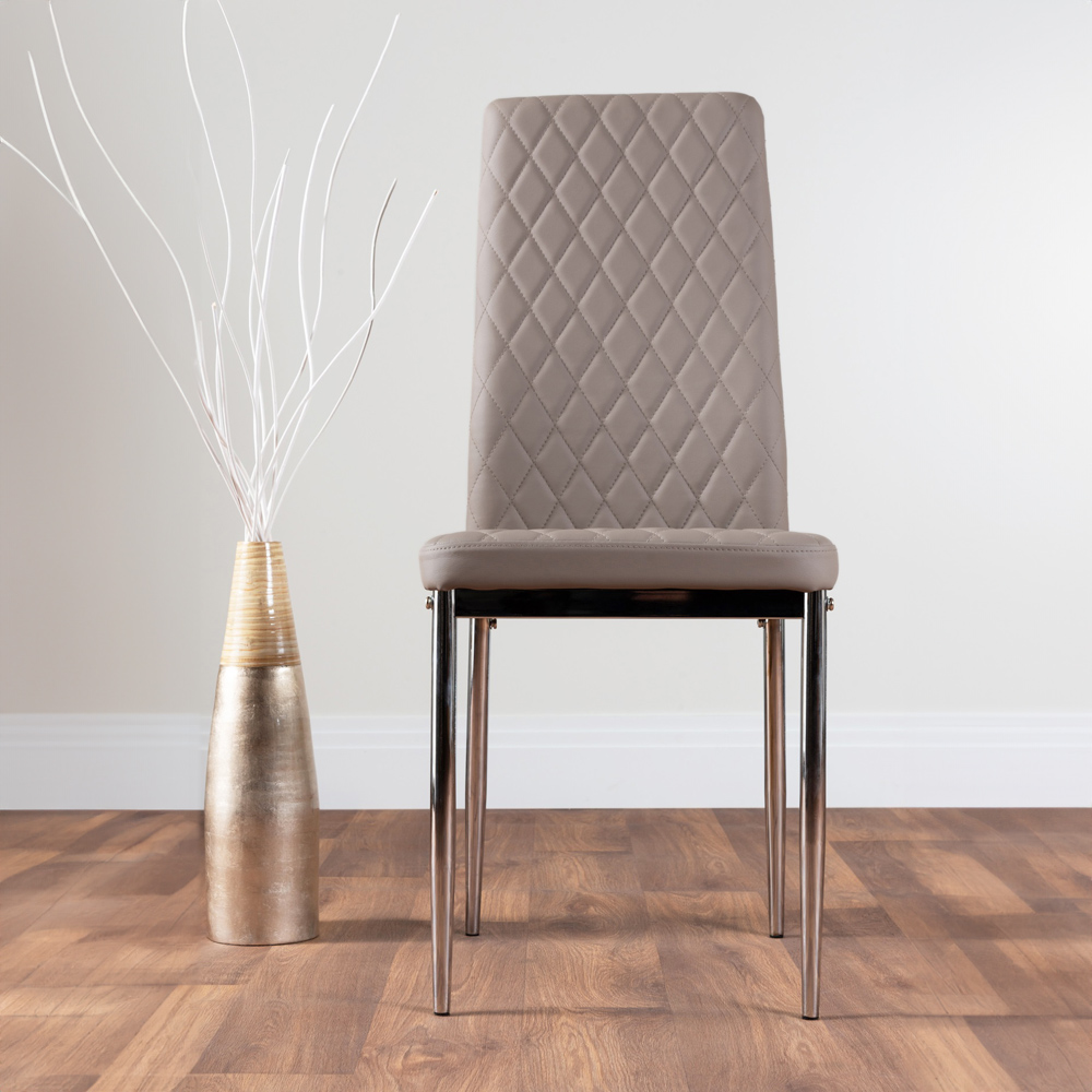 Furniturebox Copeland Valera Marble Effect 6 Seater Dining Set White Cappuccino and Chrome Image 4