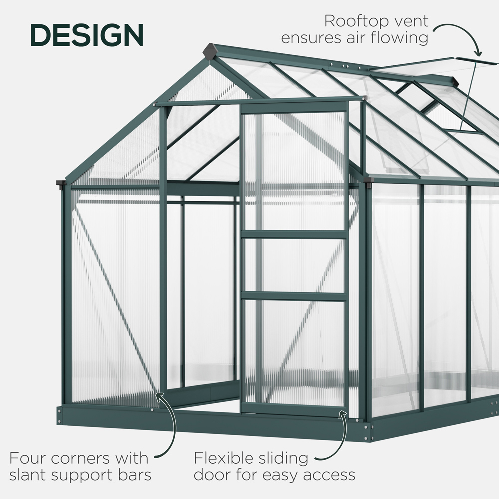 Outsunny 6 x 10ft Green Polycarbonate Greenhouse Image 4