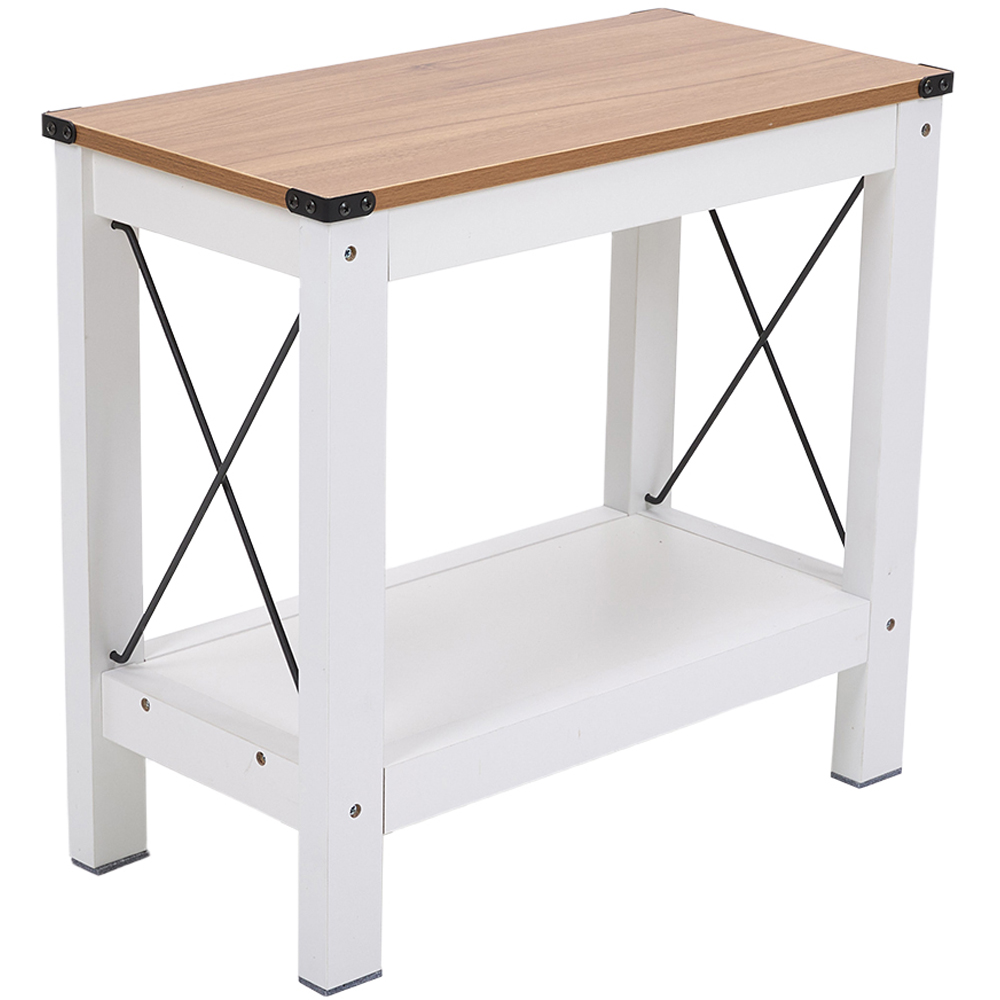 Living and Home Single Shelf White Side Table Image 2