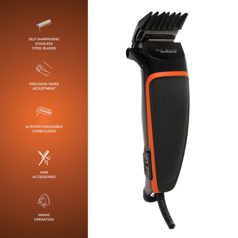 Paul Anthony Pro Series P200 Corded Hair Clipper with Interchangeable Comb Guides Image 4