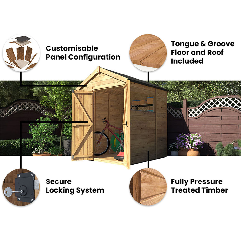 Dunster House Overlord 6 x 6ft Modular Brown Superfelt Apex Garden Shed Image 6