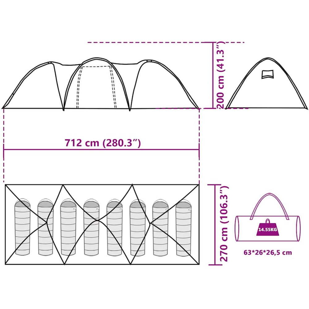 Walplus 8 Person Blue Waterproof Family Tent Dome Image 8