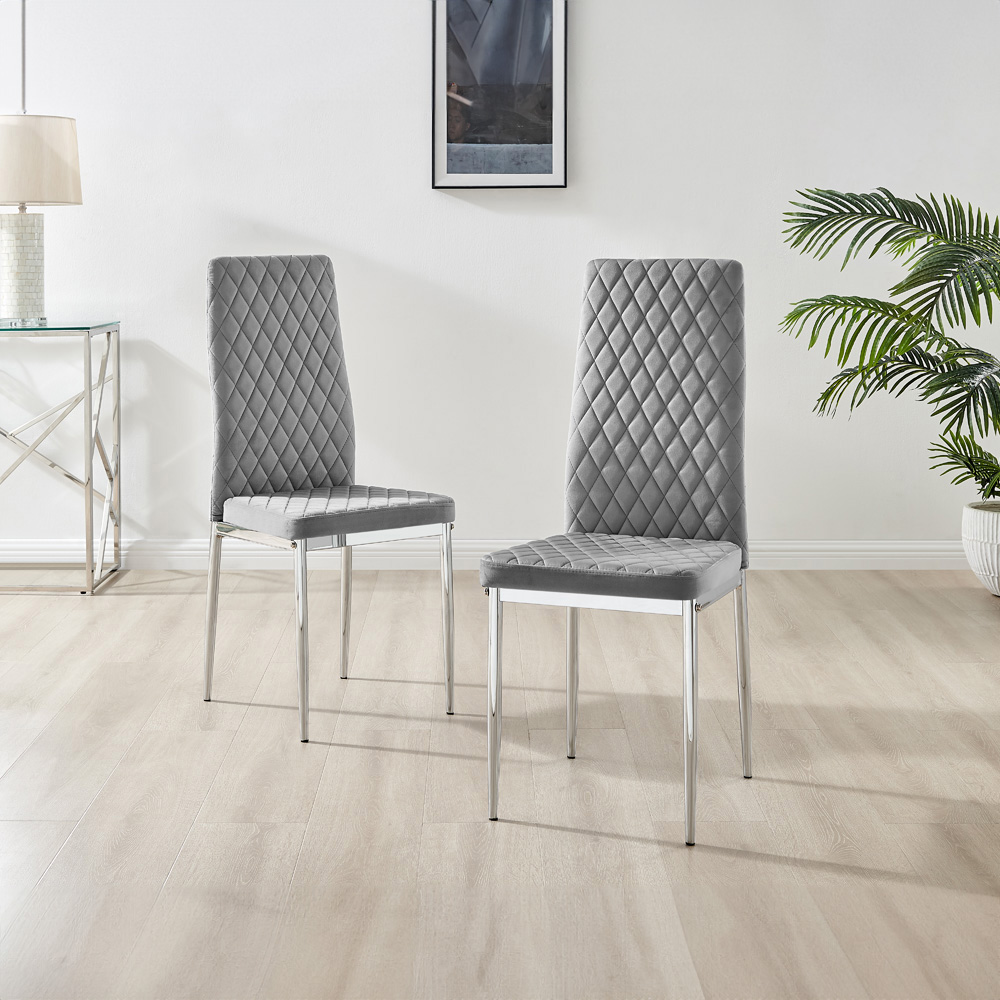 Furniturebox Arona Valera 4 Seater Round Dining Set Grey and Chrome Image 3