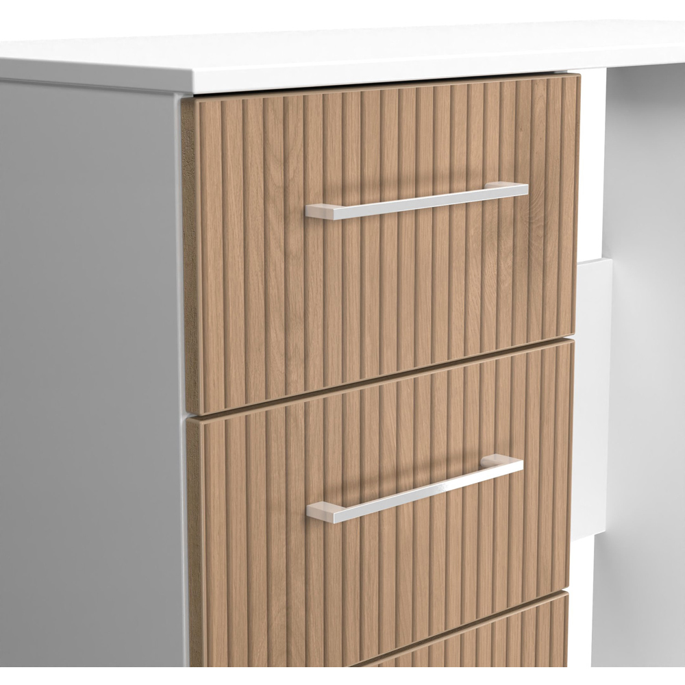 Crowndale Worcester 3 Drawer Slatt Effect and White Vanity Table Ready Assembled Image 6